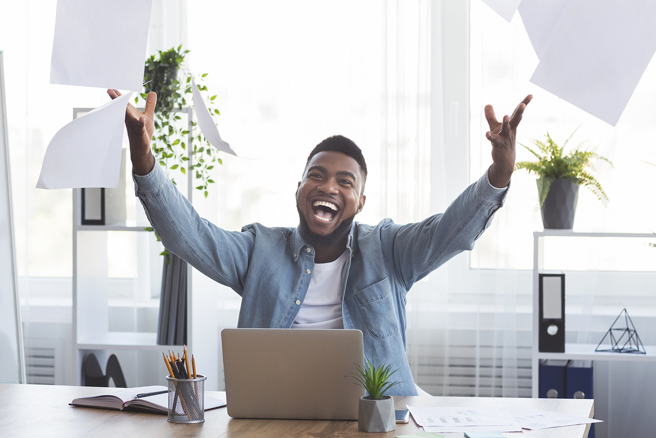 Job Candidate Celebrates Landing a Job at His Dream Tech Company